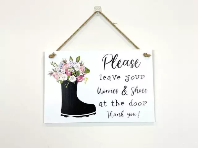 Pease Leave Your Shoes at the door Sign Country Home Signs Wall Decor 30cm