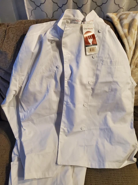 2 MENS Chef Works EWCC WHT 46 Lyon Executive Chef Coat NWT WHITE