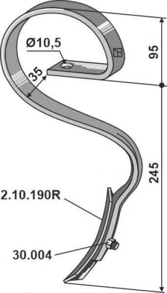 Schnellfluß-Zinken mit Schar  2.1019R