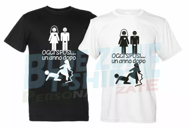 Maglietta Divertente Oggi Sposi 1 Anno Dopo T-Shirt Addio al Celibato Sposo