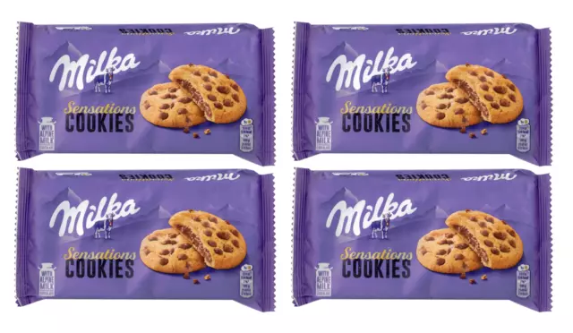 4X Milka Sensations Cookie Pepite di Cioccolato al Latte e Ripieno al Latte 156g