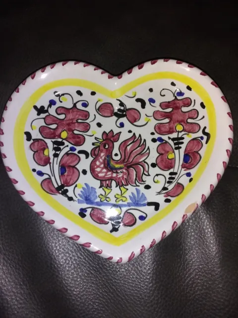 Italian Pottery Hand Painted Heart Dish Sambuco Mario & Co.
