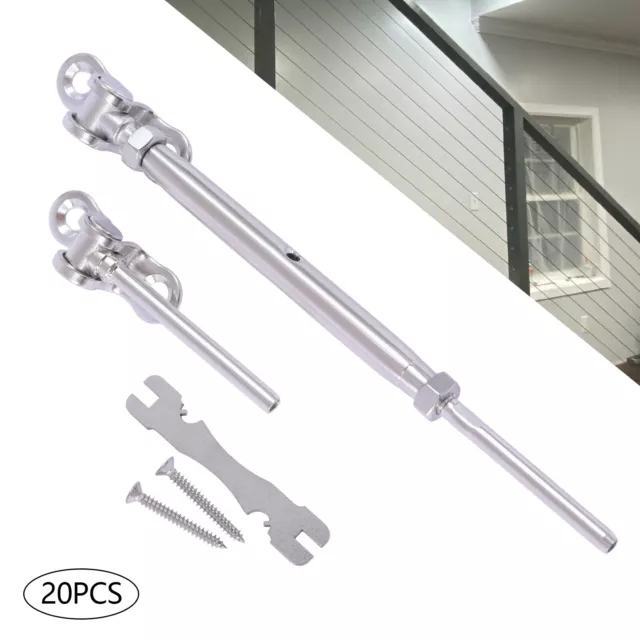 20 Sets Multi-angle Cable Railing Kit 1/8in Hardware Steel Cables Railing Tools