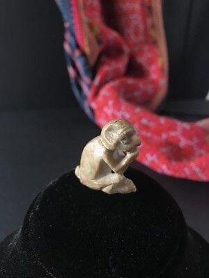 Old Japanese Carved Miniature Stone Monkey …beautiful collection item