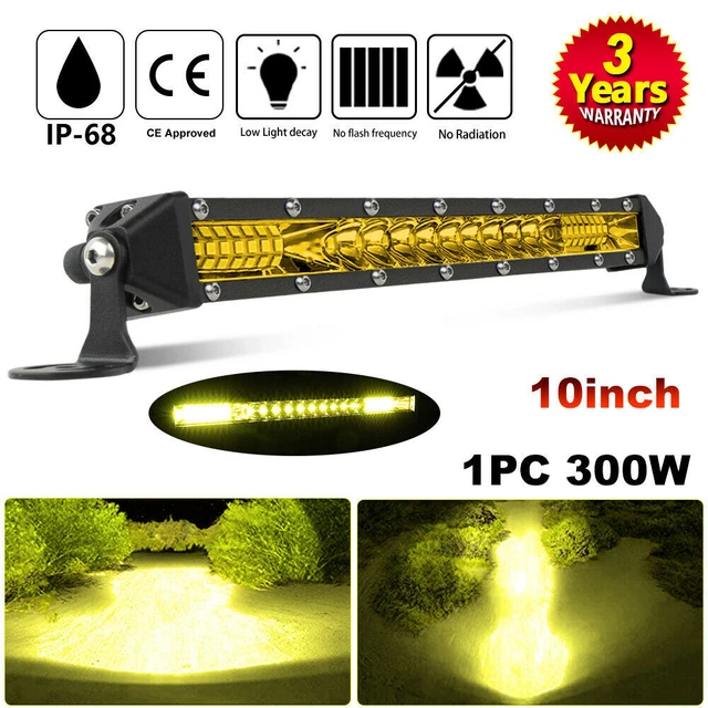 10"inch Slim LED Light Bar Single Row Spot Flood Yellow Driving Offroad ATV 4WD