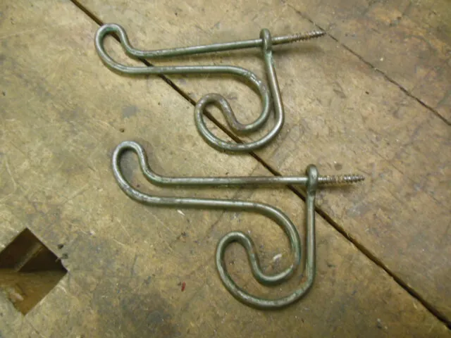 VINTAGE UNUSUAL SHAPE twisted wire coat hooks old workshop tool
