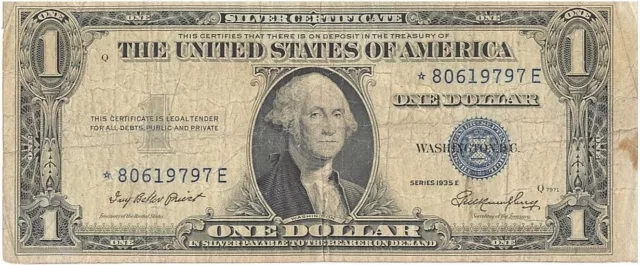 Series 1935E~ $1.00~ One Dollar Silver Certificate***STAR NOTE*** w/ Errors