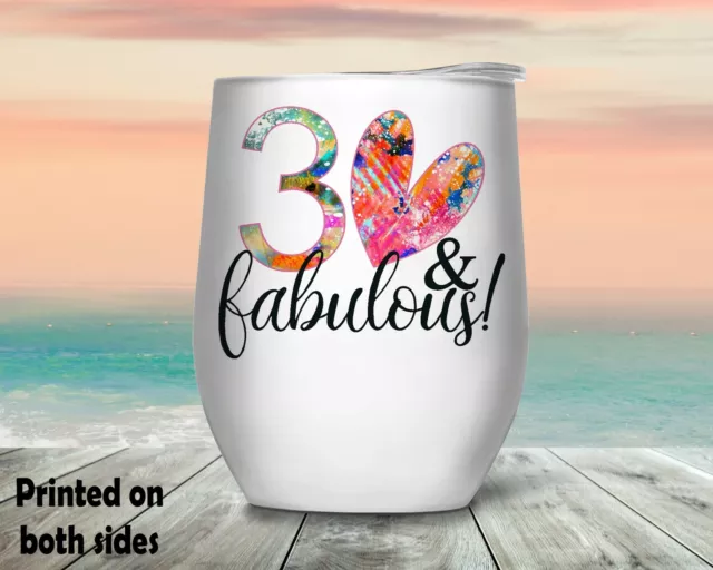 30th Birthday Gift Wine Tumbler Cup Stemless 3