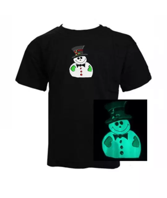 Festive Pupazzo di Neve - Fosforescente - Carino Natale T-Shirt Ragazzi All