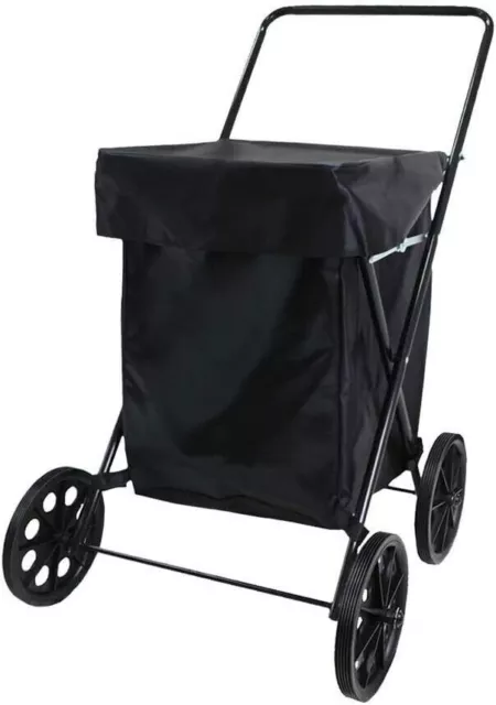 Extra Large Collapsible Shopping Trolley 4 Wheels, Water Resistent, Black