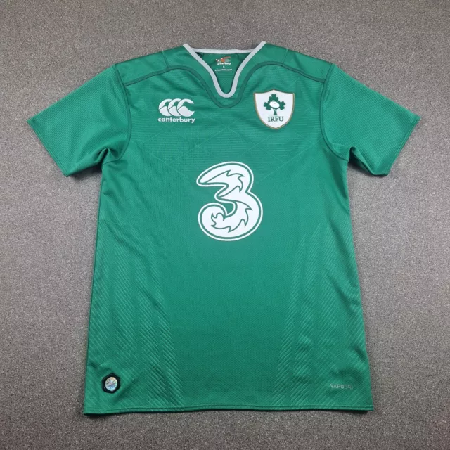 Ireland Canterbury Rugby Shirt Mens Small Green Home IRFU Jersey Top 2015-16