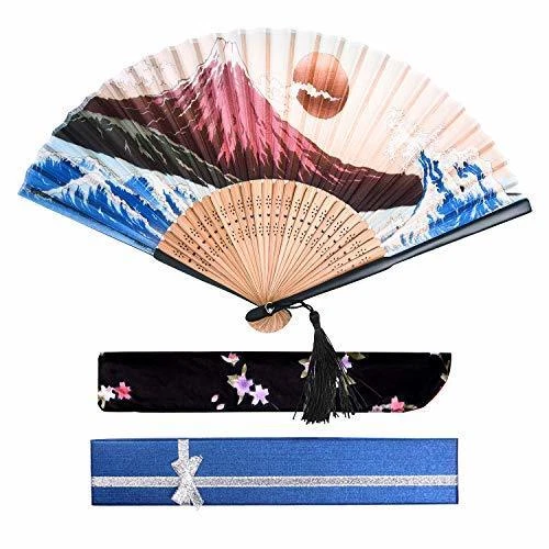 KUUQA Silk Fan Lot 3 Black Bone Bamboo Fuji Openwork Snow Openwork Janan New
