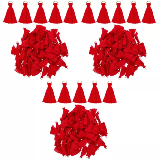 300 piezas mini borlas de poliéster rojo accesorios para el hogar hágalo usted mismo accesorios