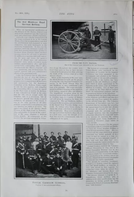1903 Stampa 2nd Middlesex Reale Presidio Artiglieria C. I.V Batteria - Gunners
