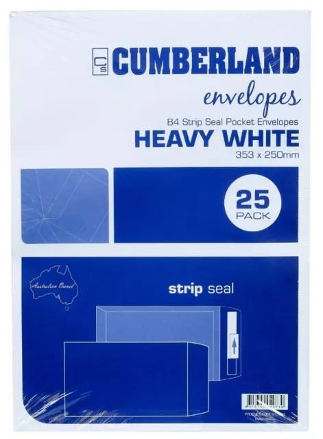 Envelope 353x250 B4 [PnS] White box 25 100gsm Cumberland 913333 Strip Peel