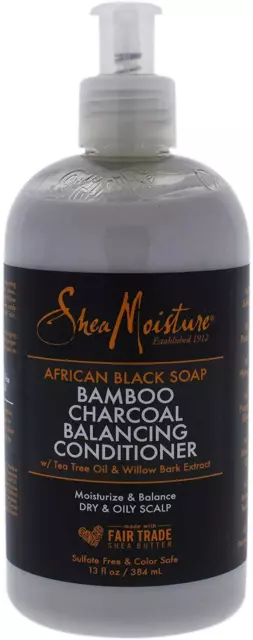 Shea Moisture African Black Soap Bamboo Charcoal Balancing Conditioner 13 Oz