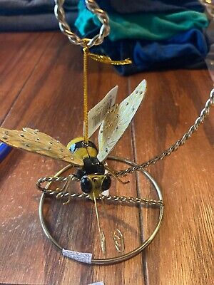 Victorian Enamelling Christmas Ornament Alsan Co Bumble BEE Yellow+Black