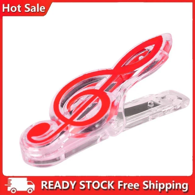 Note Clip Spring PLASTIC MUSICAL NOTE Letter Paper Clip Piano Sheet Spring Holders (Red ...