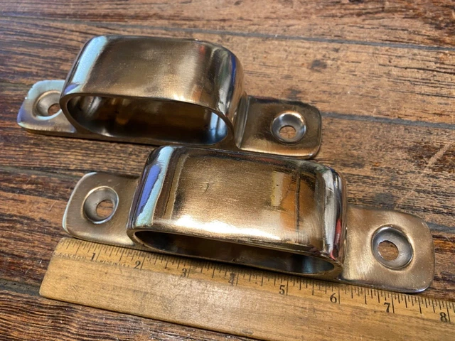 Pr Vintage Polished Bronze Closed Chocks 8" Long *** (Deck/Rail Mt Hawse Holes)