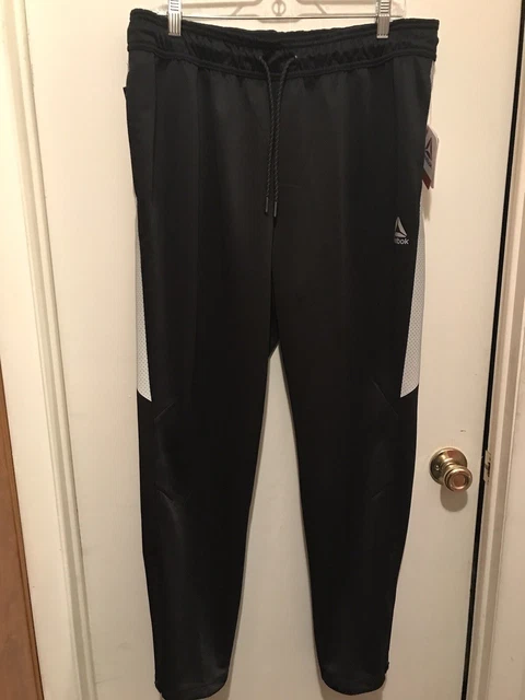 Reebok Mens Black Tapered  Slim Fit Joggers Sweatpants Size Large