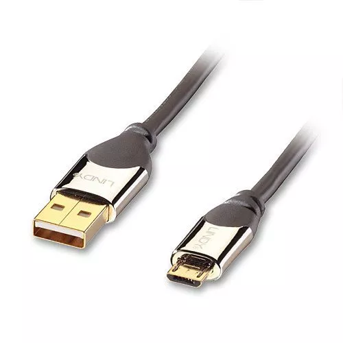 Lindy CROMO USB 2.0 Cable Type A - Micro-B 24K Gold Plated 0.5m, 1m, 2m, 3m & 5m