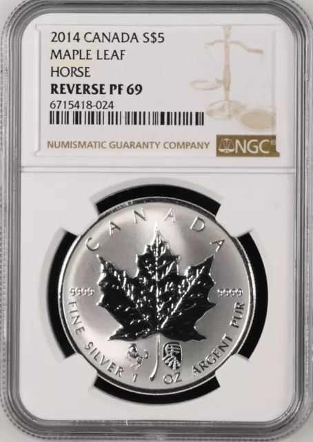 CANADA $5 2014 Maple Leaf Silver NGC PF69 Double Privy Hieroglyphic Horse