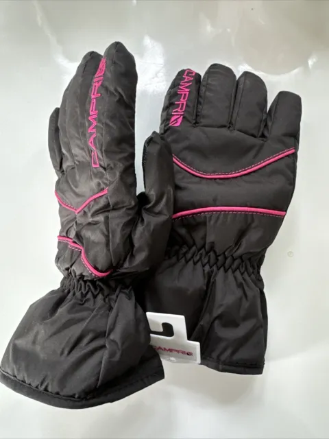 CAMPRI LADIES SKI Gloves Medium Black And Pink BNWT £6.99