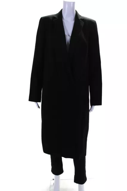 Akris Womens Solid Black Wool Long Sleeve Front Pockets Blazer Jacket Size 14