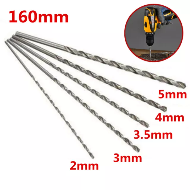 2mm-5mm Extra Long 160mm HSS Acier Foret Forage Hélicoïdal Twist Drill Bit Mèche