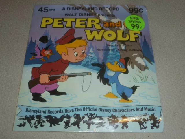 Vintage Walt Disneys Peter And The Wolf 45 Rpm Record Vinyl Disneyland Sealed
