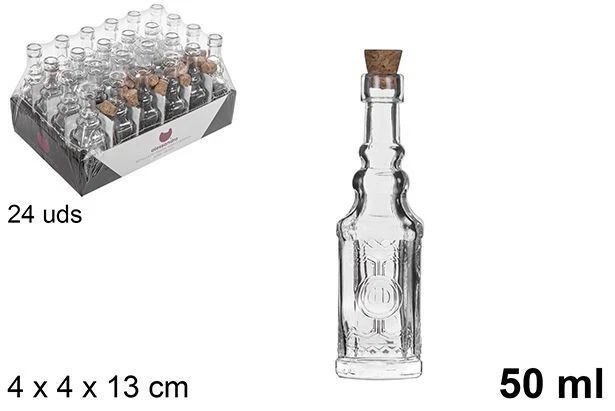 BOTTIGLIA IN VETRO 50 ML TAPPO SUGHERO 3.5 CM 1 PZ - 054407
