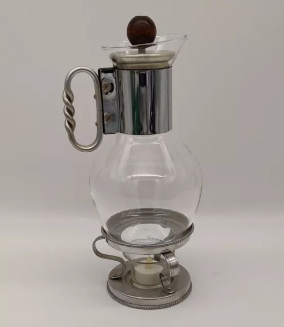 Vintage MCM Corning Ware Small Heat Proof Glass Coffee Carafe Pot ~2 C.  w/Lid H4
