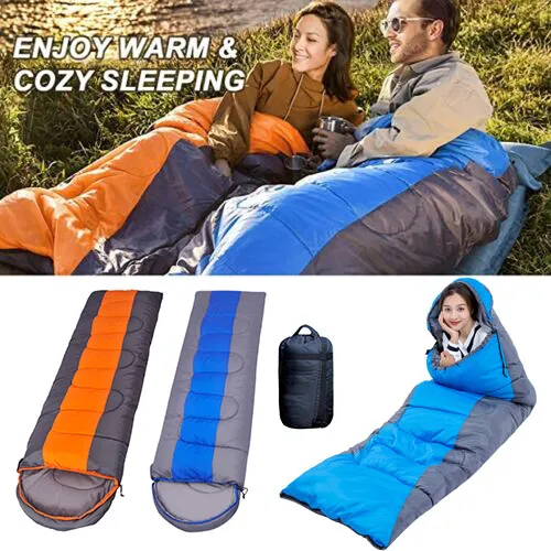 3-4 Season Single Sleeping Bag Camping Rectangular Envelope Zip Up Kids Adult Uk