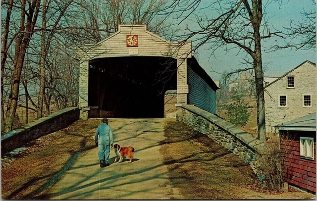 Heart Dutchland Hex Sign Covered Bridge Kutz Mill Bridge Berks Pa Postcard