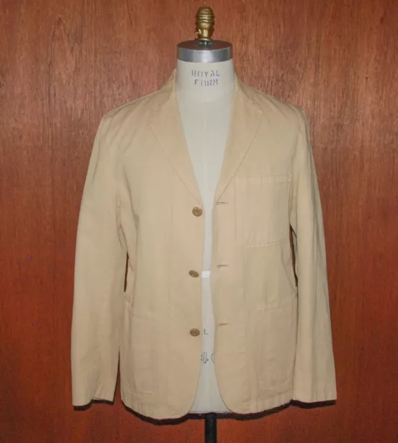 Wallace & Barnes Men's 40R Tan Unstructured Cotton Linen Blazer Jacket 40 R