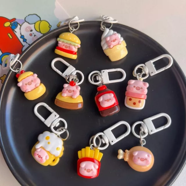 Kawaii Simulated Food Keyring Milk Tea Piggy Pendant  Hanging Accessory