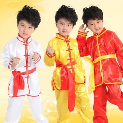 KUNG FU Ragazzi Tuta Bambini Arti Marziali Vestiti uniforme tradizionale Cinese