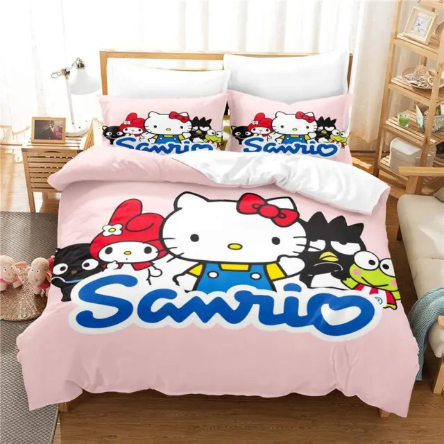Cartoon Sanrio Quilt Duvet Cover Kids Gift Bedding Set Single Double Size KITY