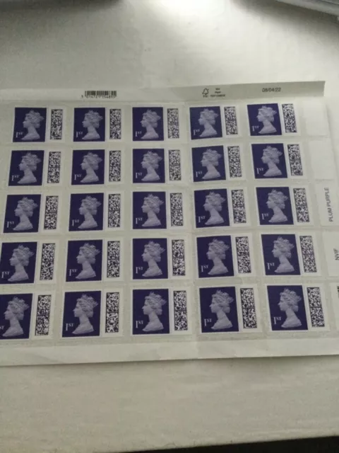 25 x Royal Mail 1st First Class Barcode Stamps Brand New