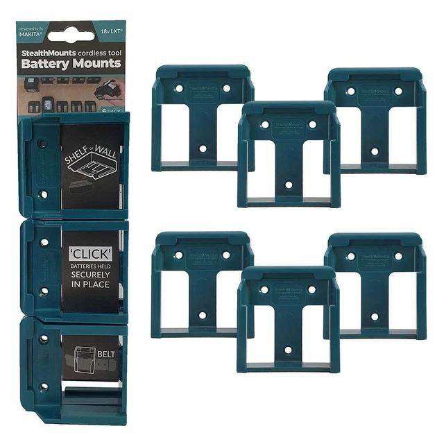 StealthMounts BM MK18 BLU 6 Support de batterie pour Makita 18V LXT   Blauw   Paquet de 6