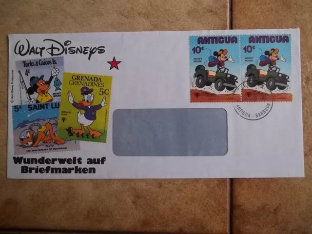 Disney Zeichentrickfilm Cartoon Echt Gelauf. Beleg Circilate Cover Antigua Look