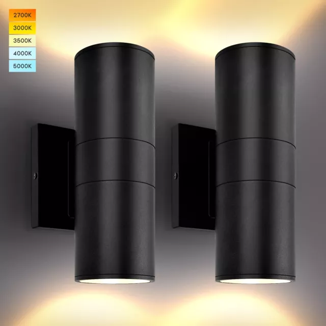 Luxrite Cylinder LED Up and Down Outdoor Wall Light 5CCT 20W 1800LM 2 Pack