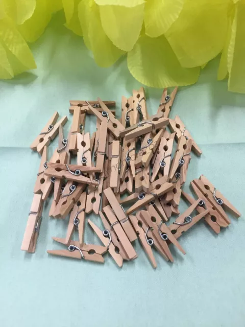 Mini Wooden Pegs 50pcs Natural 25mm Craft Baby Shower Clothespin FREE DELIVERY