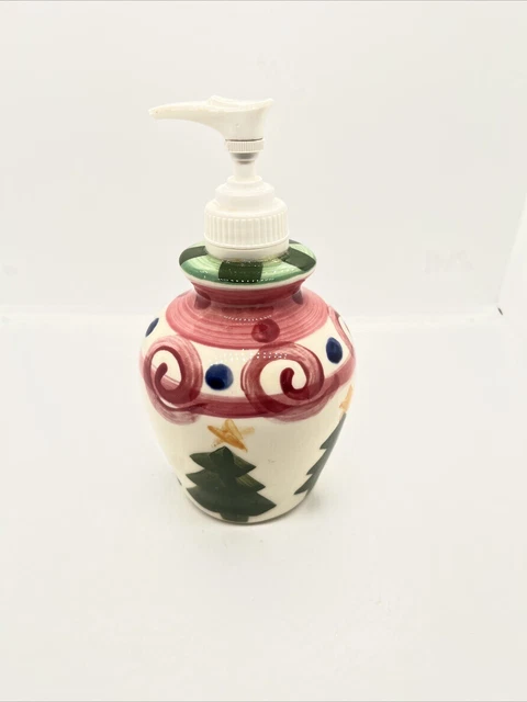 Vintage ‘93 Vicki Carroll Pottery  Christmas Holiday Soap Dispenser Signed Vtg