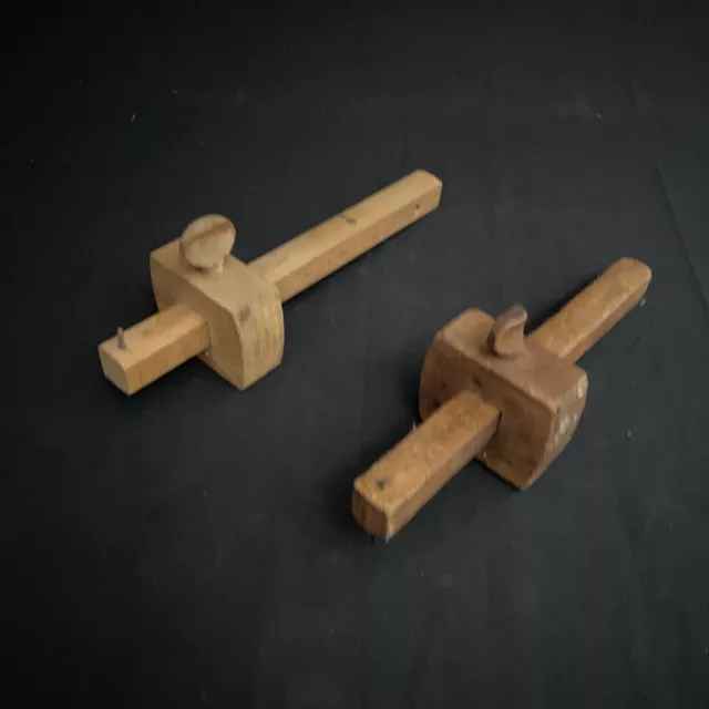 VINTAGE 6" STANLEY NO. 61 WOODEN SCRIBE MARKING GAUGE DOVETAIL MORTISE LOT Of 2
