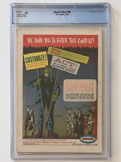 Doom Patrol #86 (1964) CGC 4.0 White Pages! 1st Issue & 1st Brotherhood Of Evil 2