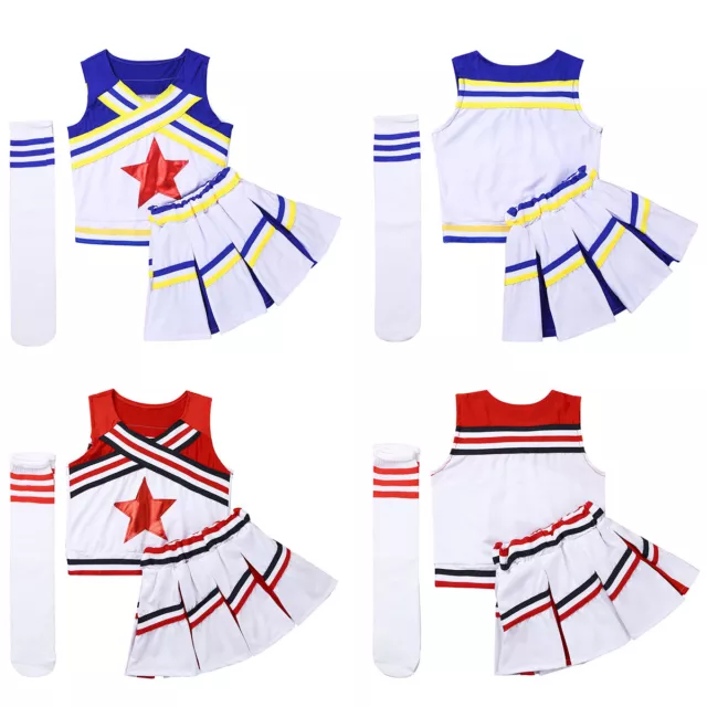 Uniforme de porristas para niños Porristas Disfraz Equipo escolar Conjunto Niñas Ropa de baile 2