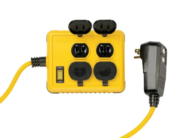 Yellow Jacket 2516 Outdoor 125V 1875W 14/3 GFCI Plug 4-Outlet Power Block 6 ft.