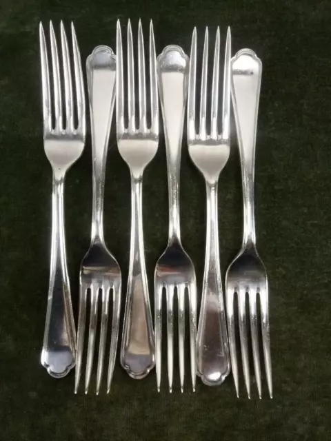 6 Nice Vintage Walker & Hall Dinner Table Forks Pembury pattern silver plated