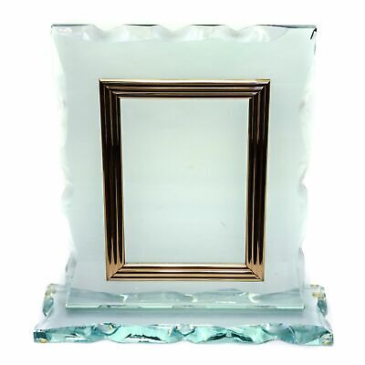 Vintage Thick Patterned Glass Table Top Large Picture Frame Footed Stand